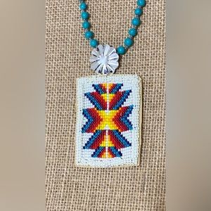 ❤️Aztec Turquoise Beaded Necklace Earring Set